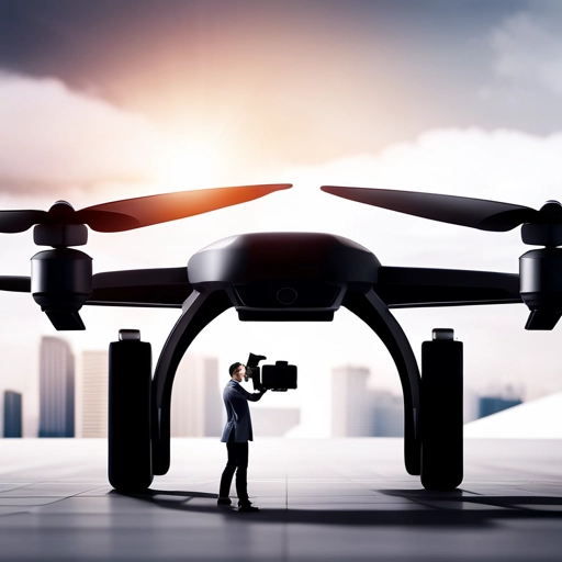 High-key fashion portrait of a drone delivering goods with a minimalist white background with dramatic lighting, aesthetic, clever, highly detailed, 8k